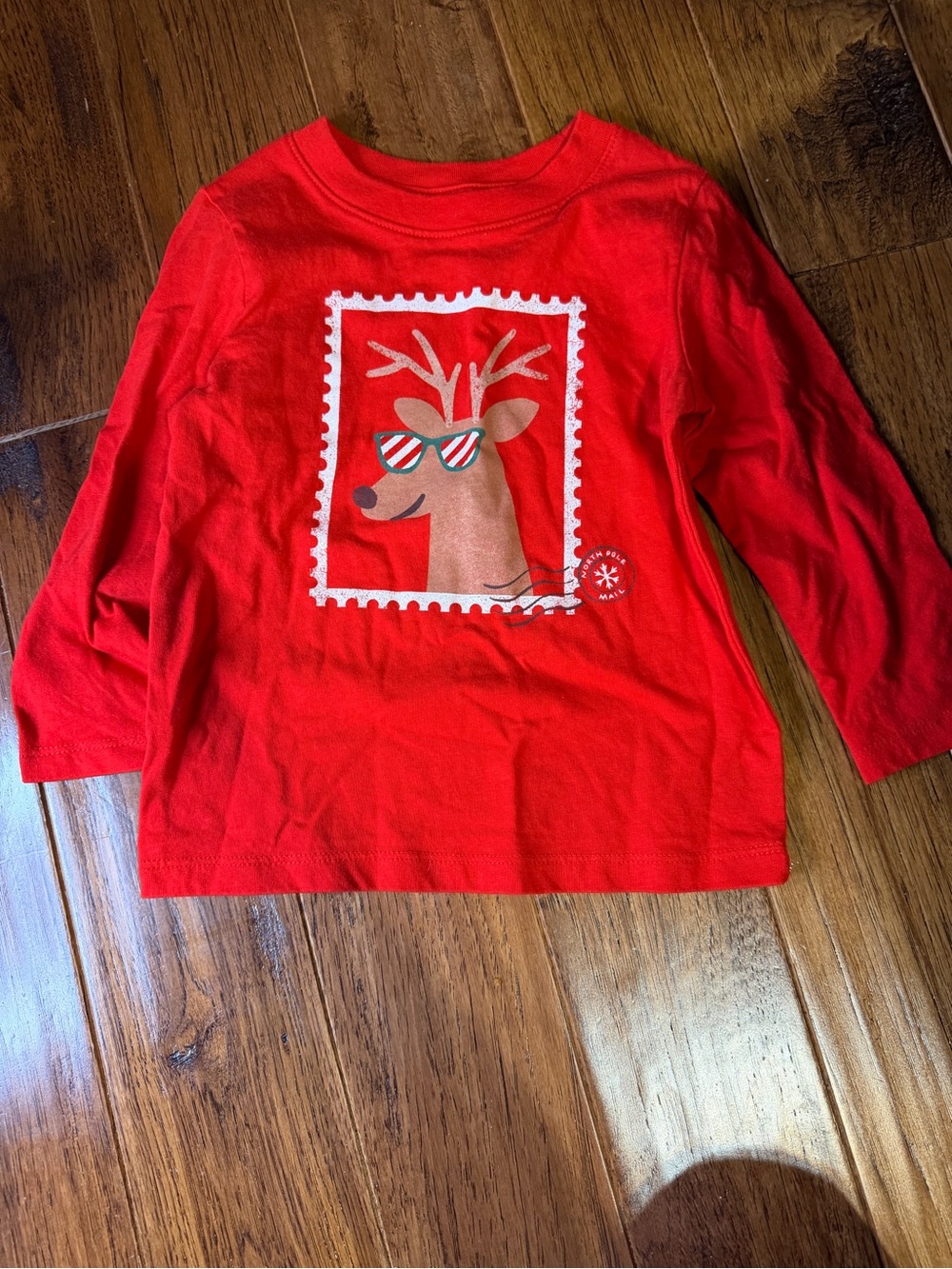 Cat & Jack Red Long-Sleeve Reindeer Graphic Tee